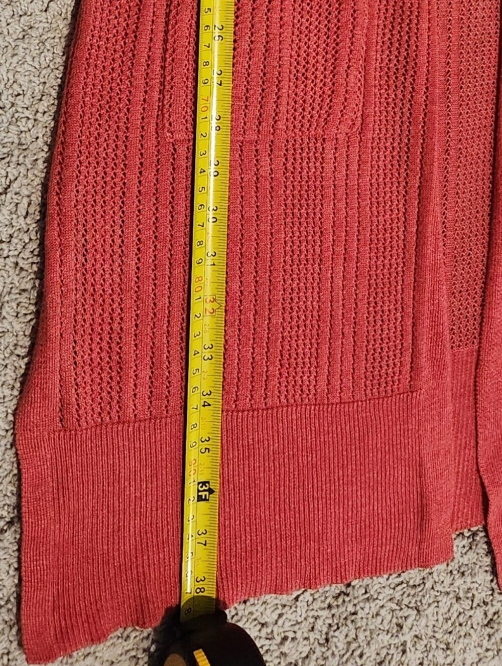 Margaux & Elle Coral Open Knit Long Cardigan Duster L Pockets - Picture 13 of 14